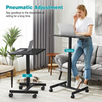 Dumos Mobile Rolling Desk With Wheels Adjustable Height | Small Standing Desks Portable Laptop Pc Table, Computer Workstation For Home Office Small Space, Modern Black