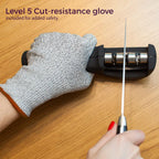 4-In-1 Kitchen Knife Accessories: 3-Stage Knife Sharpener Helps Repair, Restore, Polish Blades And Cut-Resistant Glove (Black)
