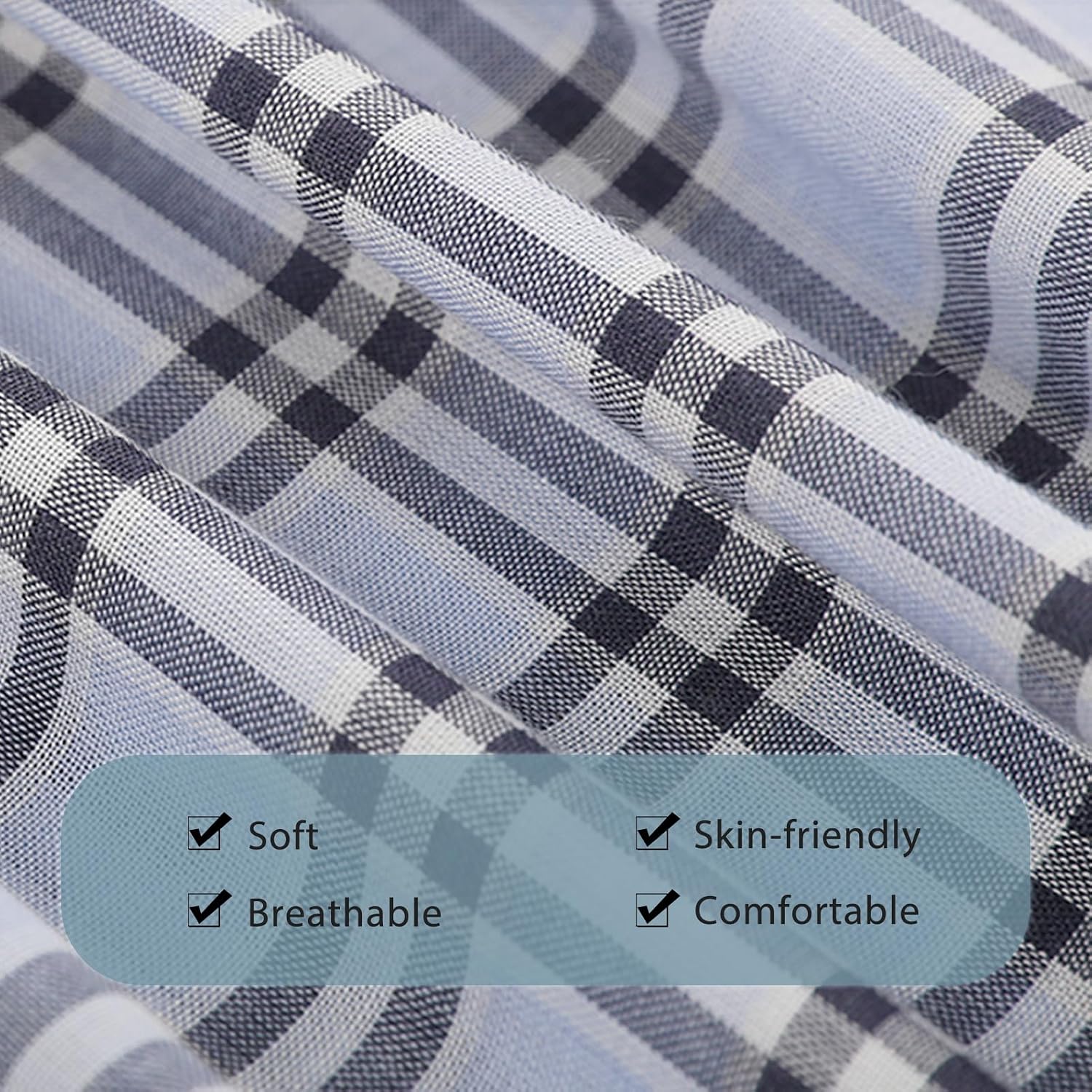 Bamboo Cool Men'S Underwear Woven Boxer Shorts,Classic Relaxed Fit,Lightweight Plaid Boxers,6 Pack