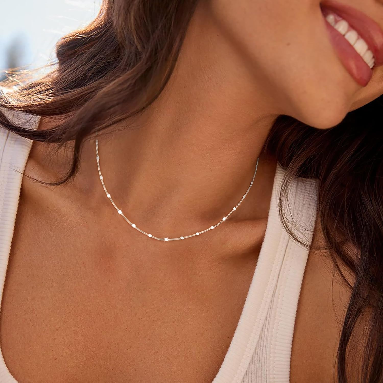 Carffordo Mothers Day Gifts 925 Sterling Silver Necklace Silver Chain Necklace for Women Cuban Link Chain 16K Gold Plated Chain Simple Dainty Necklace for Women Waterproof Trendy Jewelry Gift