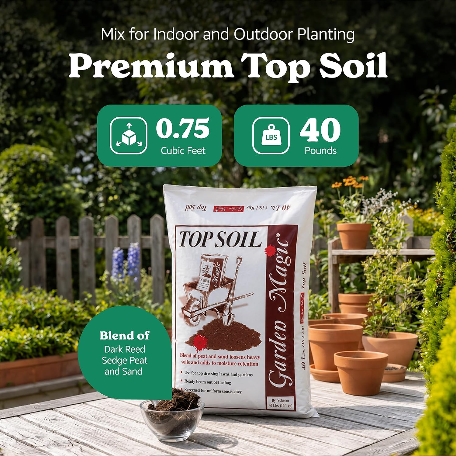 Michigan Peat 40 Pound Bag Garden Magic Organic Planting Potting Top Soil Blend Mix For Indoor And Outdoor Gardening And Landscapes, White