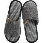 Mens Cozy Memory Foam Slippers Indoor Outdoor Gifts For Men Slip On House Shoes Anti-Skid Soft Open Toe Slippers