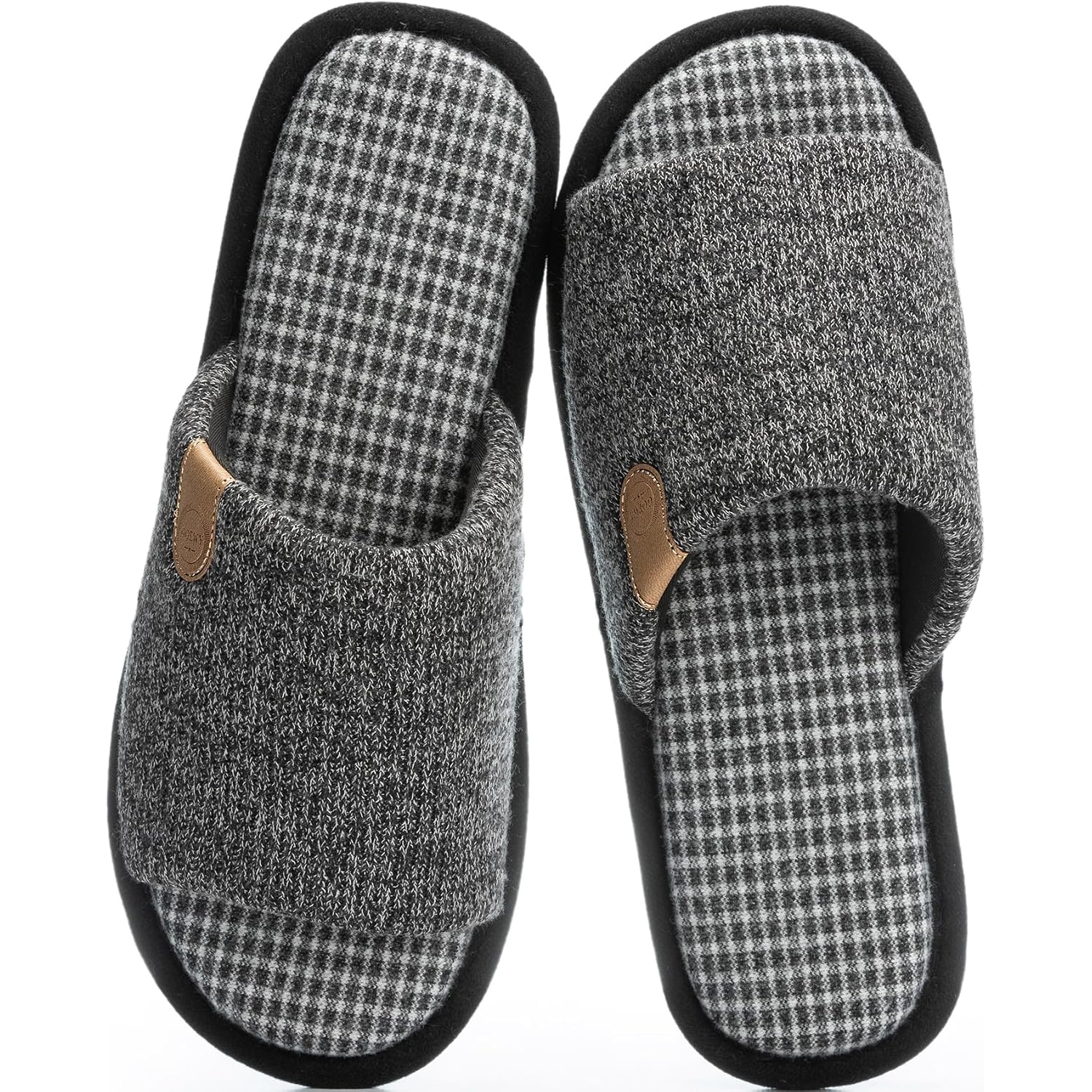 Mens Cozy Memory Foam Slippers Indoor Outdoor Gifts For Men Slip On House Shoes Anti-Skid Soft Open Toe Slippers