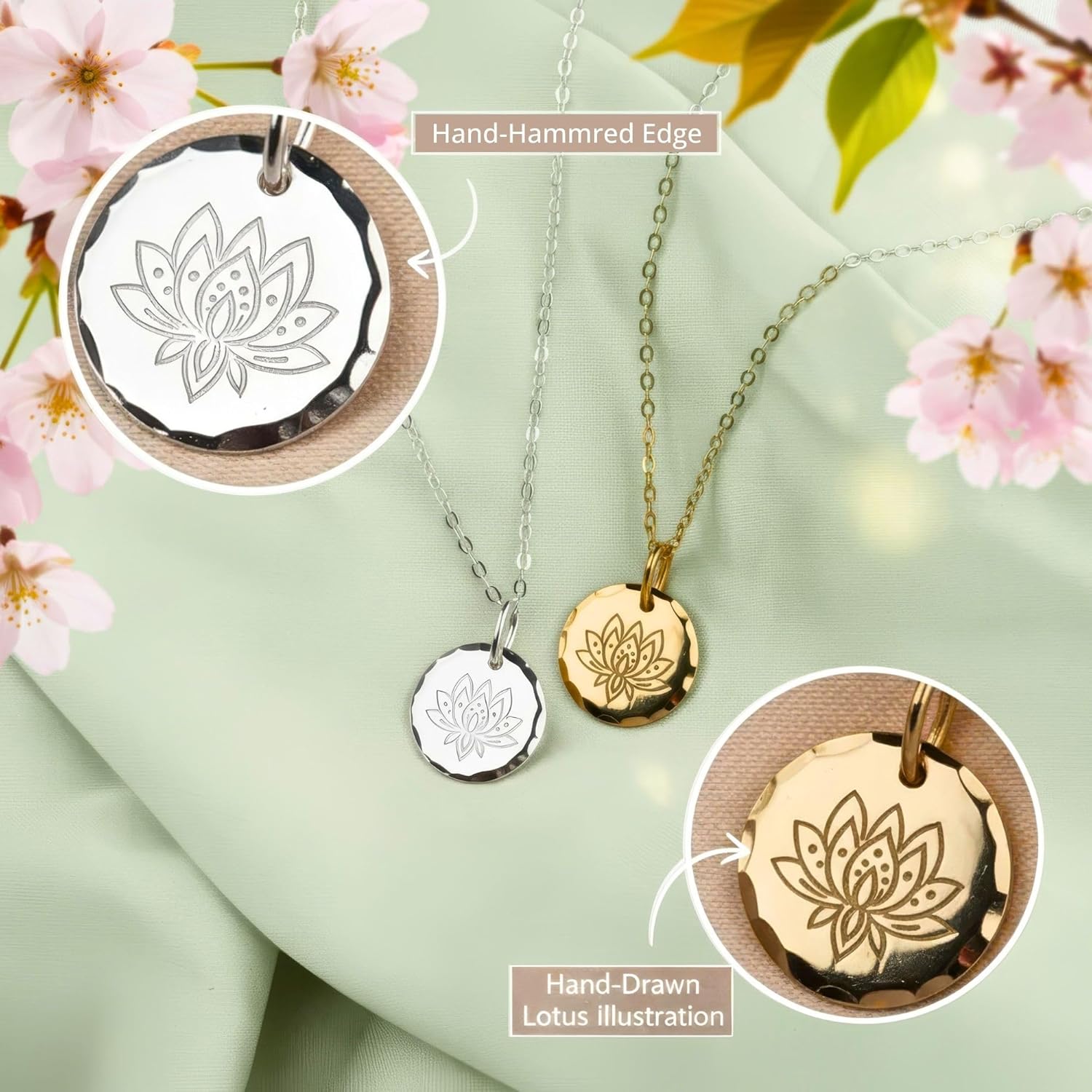 HOPE LOVE SHINE Women's New Beginnings Necklace - 14k Gold Plated Sterling Silver, Healing & Recovery Gift, Adjustable 16+2" Chain