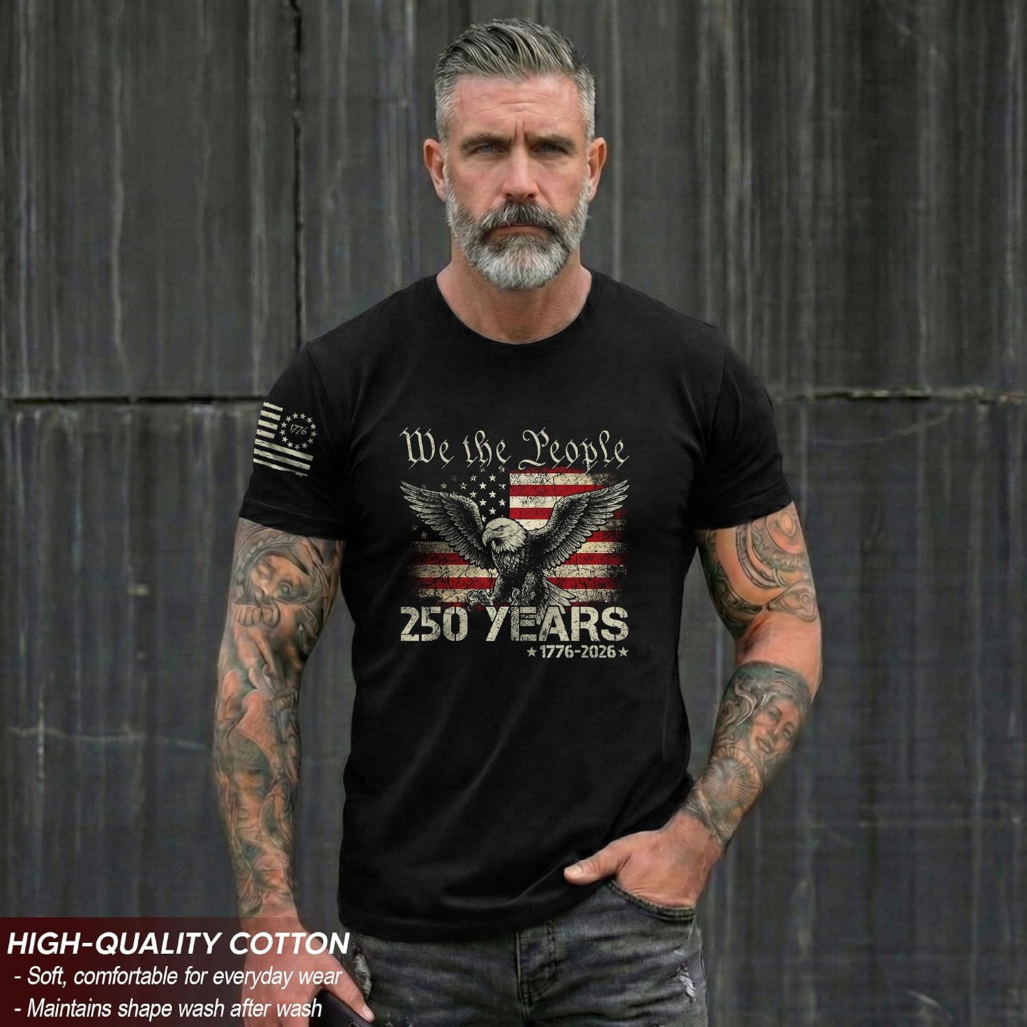 250Th Anniversary Usa T-Shirt, Patriotic Shirts For Men | This Patriotic 1776-2026 Shirt Honors The Historic Anniversary Milestone, Delivering A Classic Graphic Tee For Men.
