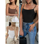 ANRABESS Tank Tops for Women Square Neck Adjustable Spaghetti Strap Double Lined Camisole Tops Summer Basic Cami Shirts