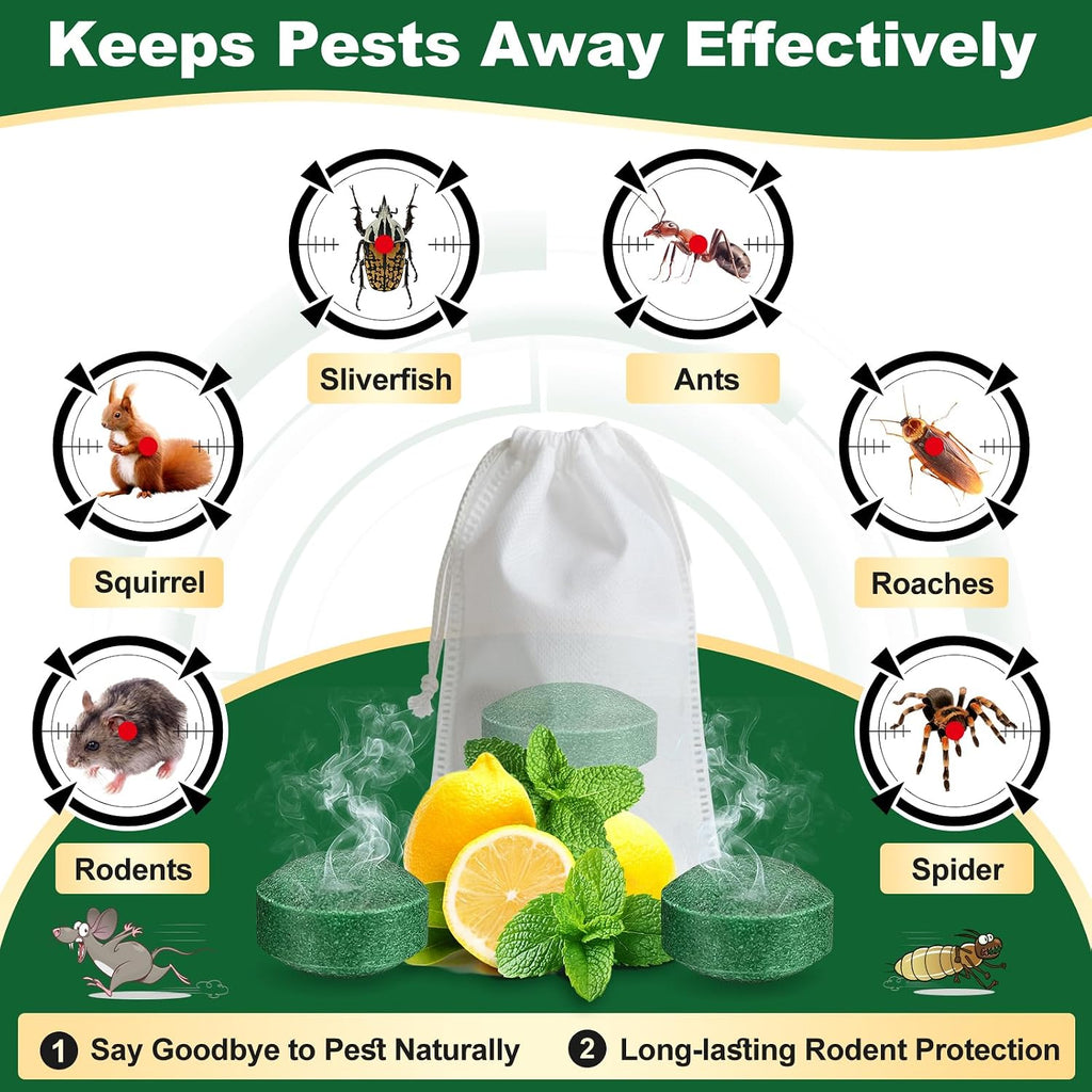 32Pcs Rodent Repellent, Natural Peppermint Oil For Mice, Peppermint | Pest Control, Mouse Repellent For Mice, Rats, Squirrels, Spiders And Pests, Keeps Pests Away Effectively From Garden & Home