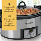 Crock-Pot 6-Quart Cook ‘n Carry Programmable Slow Cooker with Digital Timer, Family-Size Serves 7+ People, Removable Stoneware with Warming Setting, Dishwasher Safe for Easy Cleanup, Stainless Steel