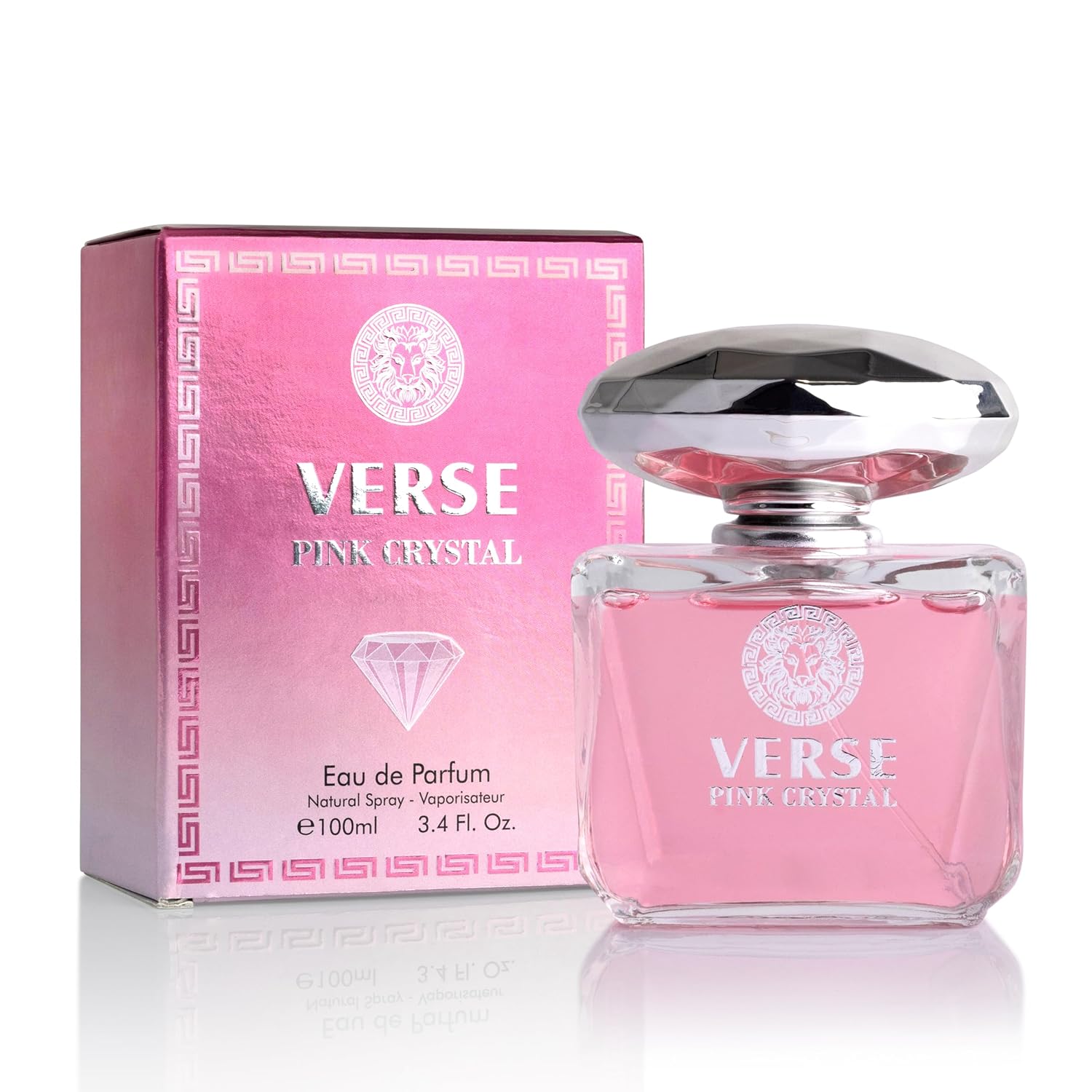 Verse Pink Crystal Eau De Parfum For Woman - Top Notes Of Pomegranate, Yuzu & Iced Accord - Base Notes Of Peony, Lotus, Magnolia, Amber, Musk & Mahogany - Floral & Fruity Scent - Elegant 100Ml Bottle