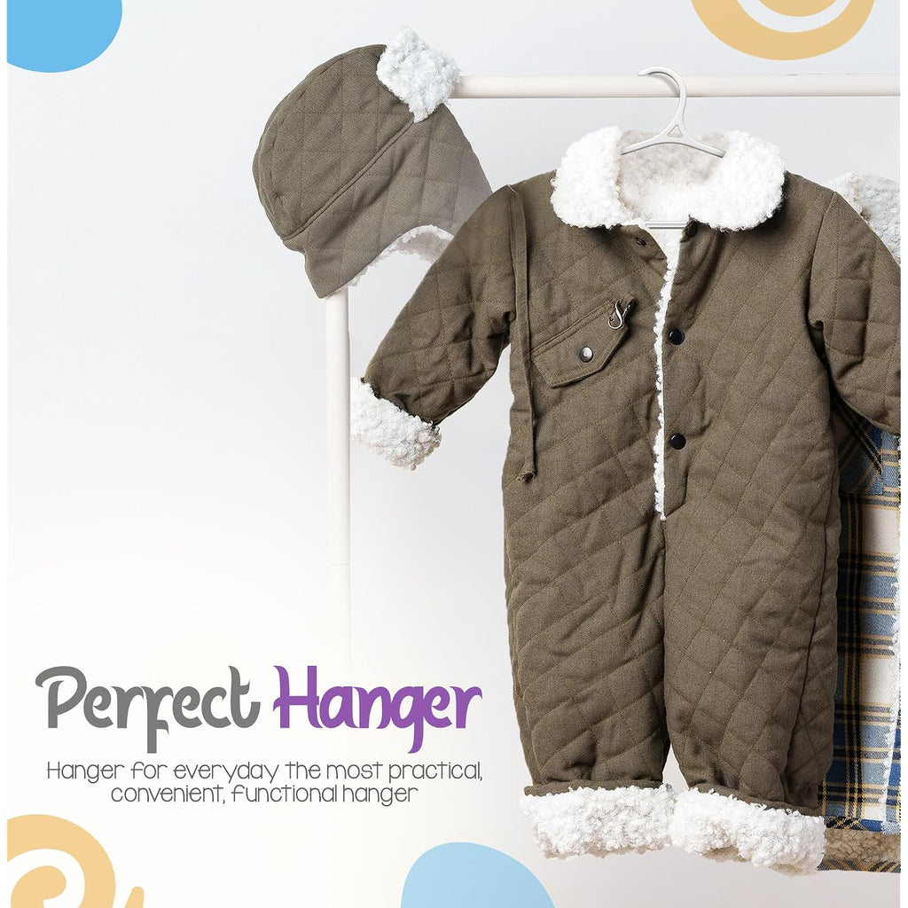 Utopia Home Kids Hangers 60 Pack - 11 Inch Plastic Baby Hangers For Closet - Childrens Hanger For Clothes & Infant Hanger For Closet - Non-Slip Shoulder Grooves, Strap Hooks & Pants Bar (White)