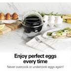 Hamilton Beach 3-In-1 Electric Egg Cooker For Hard Boiled Eggs, Poacher Eggs, Omelet Maker & Vegetable Steamer, Holds 7, Black (25507)