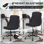 Misolant Drafting Chair, Tall Office Chair For Standing Desk, High Leather Executive Office Chair With Adjustable Height And Flip-Up Armrest For Counter Height Desk