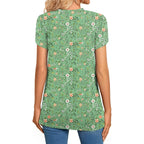2026 Women's Summer Henley V-Neck Button Up Tunic Top Petal Sleeve Comfy Blouse Casual T-Shirt Sizes M-3XL