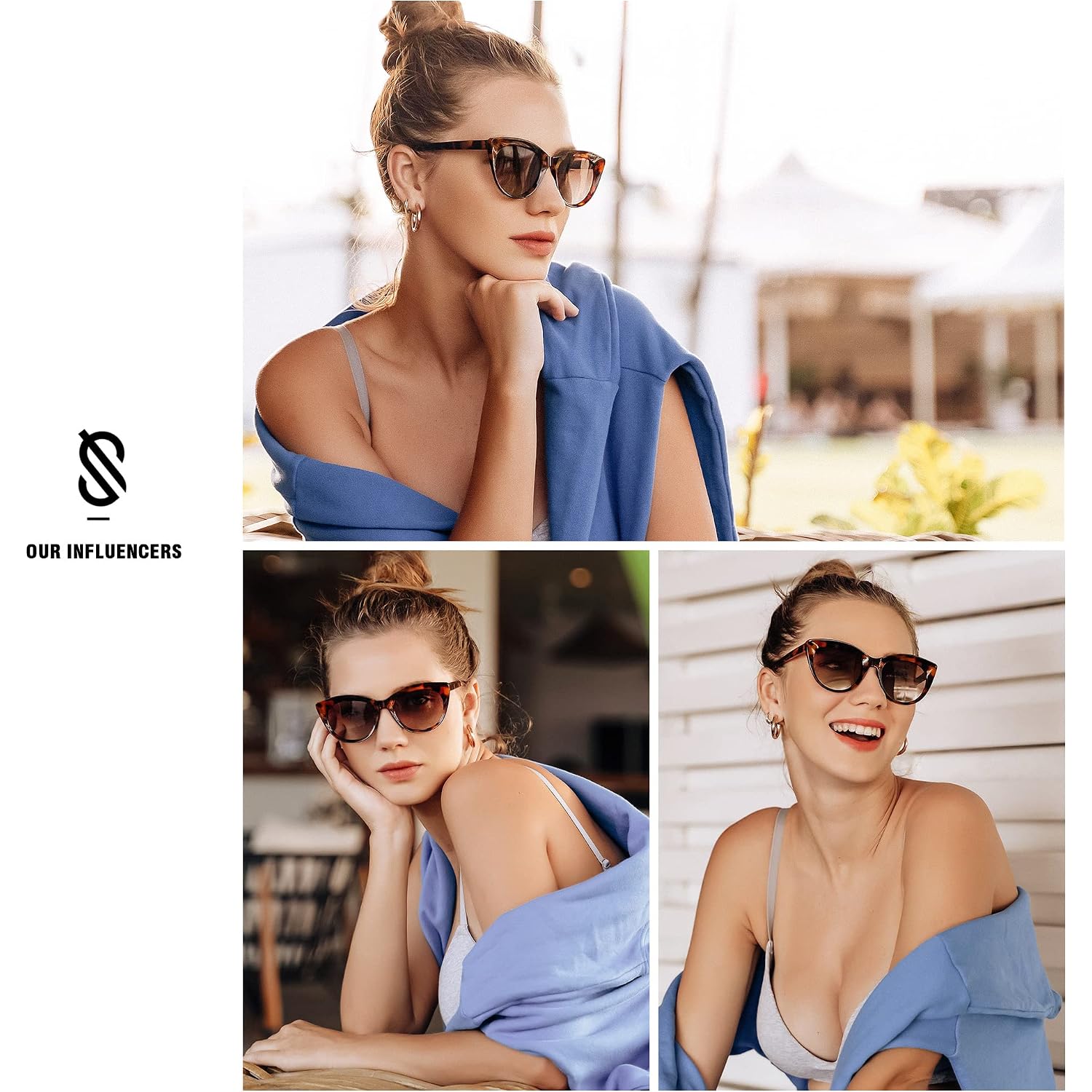 SOJOS Trendy Polarized Sunglasses for Women,Retro Cat Eye Womens Sun Glasses SJ2221 Crystal Brown