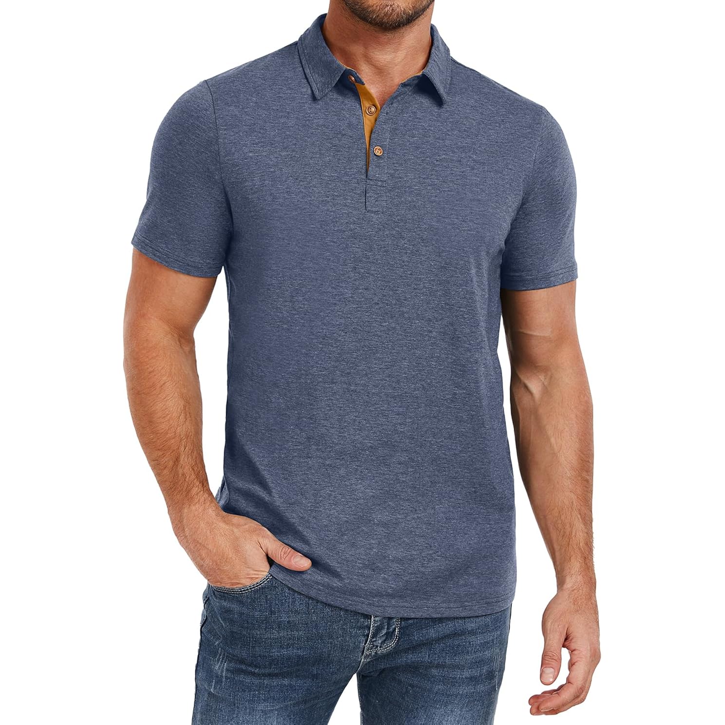 Mens Polo Shirts Short Sleeve Casual Cotton Golf Shirts Performance Polo Shirts For Men