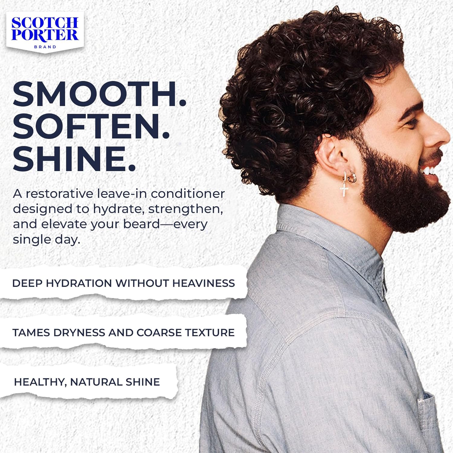 Scotch Porter Restorative Leave-In Beard Conditioner – Deep Conditioning Softener with Lightweight Feel, Reduces Frizz & Provides Long-lasting Hydration & Shine to Dull, Dry, Coarse Beards – 4 oz.