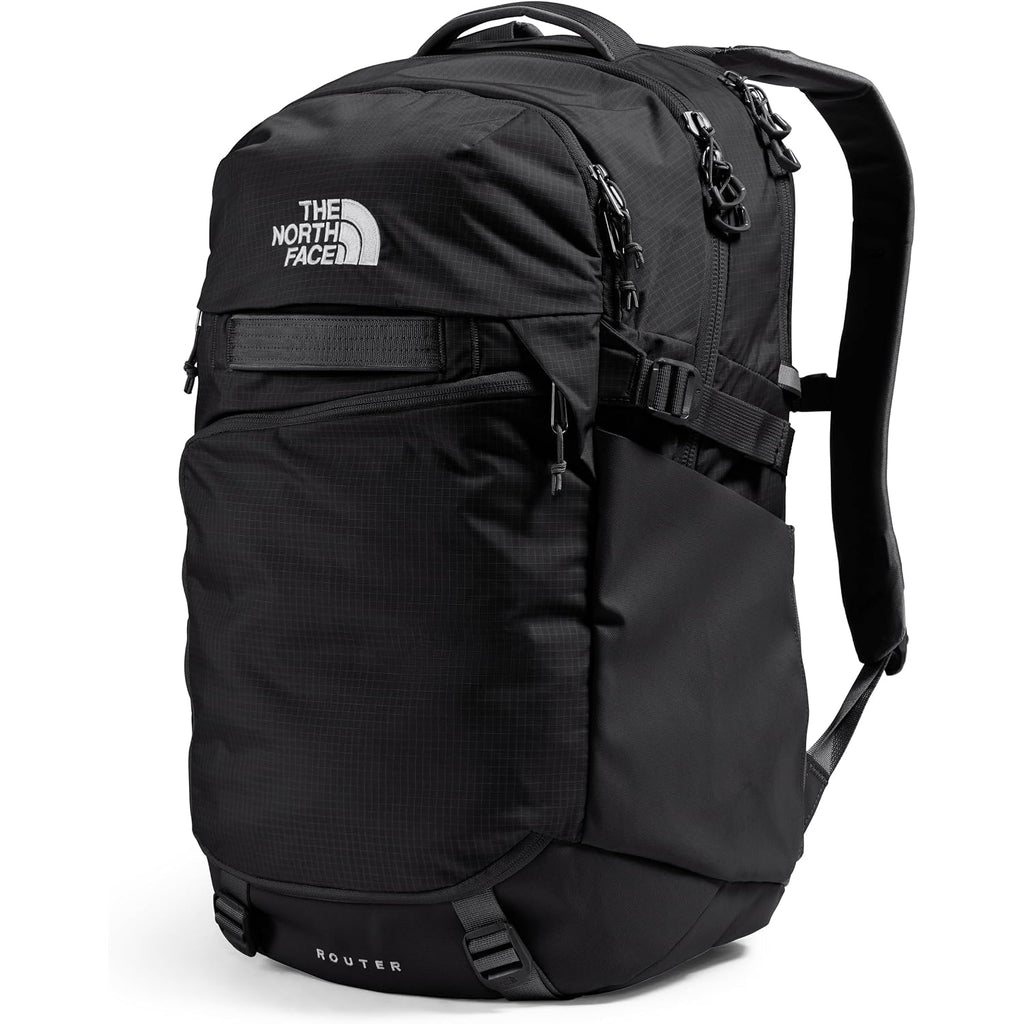 The North Face Router Everyday Laptop Backpack - Daypack, Water Repellent, Laptop Sleeve, Reflective Details, Tnf Black/Tnf Black-Npf, One Size