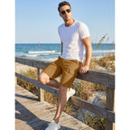 Tacvasen Men'S Casual Cargo Shorts 9 Inch Cotton Elastic Waist Work Shorts | 6 Pockets,Cotton Twill Fabric,Cargo Style,Comfort Stretch Waist,Breathable,Comfortable,Lightweight,Casual Wear,Work,Hiking