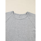 Sidefeel Womens Tops Casual Crewneck Long Sleeve Tops Ribbed Raw Hem Spring T Shirts Slim Fit Basic Tees Blouses