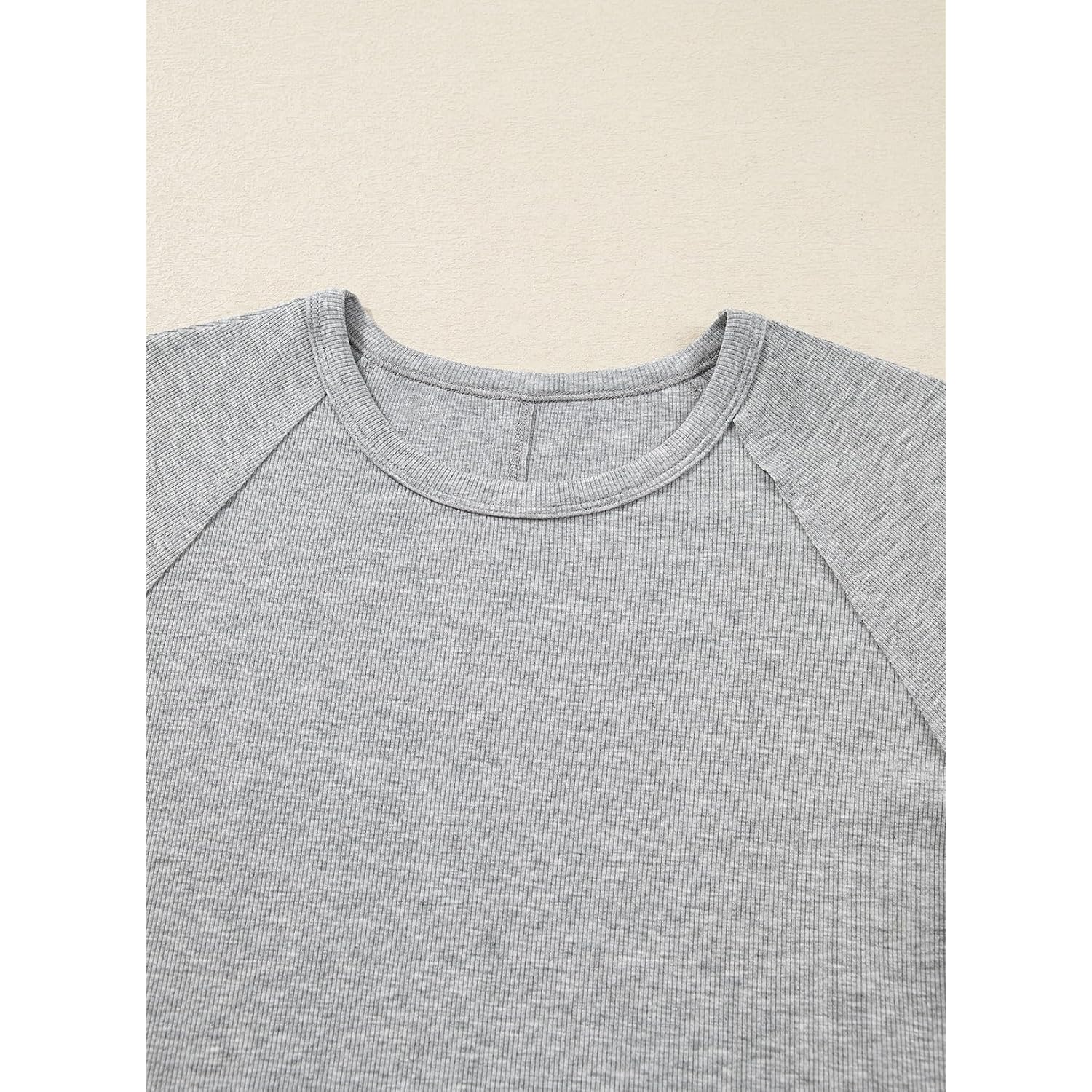 Sidefeel Womens Tops Casual Crewneck Long Sleeve Tops Ribbed Raw Hem Spring T Shirts Slim Fit Basic Tees Blouses