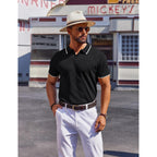 Coofandy Mens Polo Shirts Short Sleeve Casual Knit Polo Shirt Vintage Golf T Shirts Old Money Tops