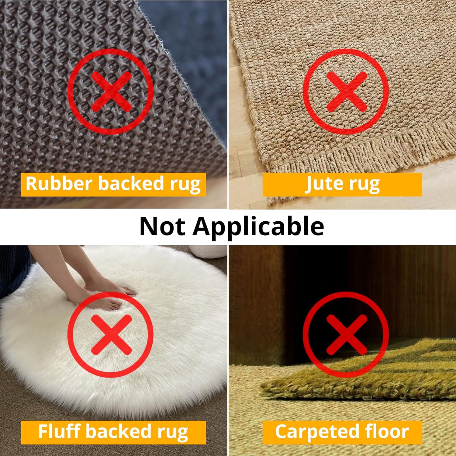 Daisyhome 12 PCS Rug Tape, Rug Pad Gripper for Hardwood Floors, Double Sided Adhesive Carpet Tape, Reusable Anti Slip Rug Grips for Area Rugs to Keep Rugs in Place