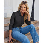 Siliteelon Button Down Shirts For Women Stain Shield Long Sleeve Dress Shirts Wrinkle-Free Collared Work Office Blouses