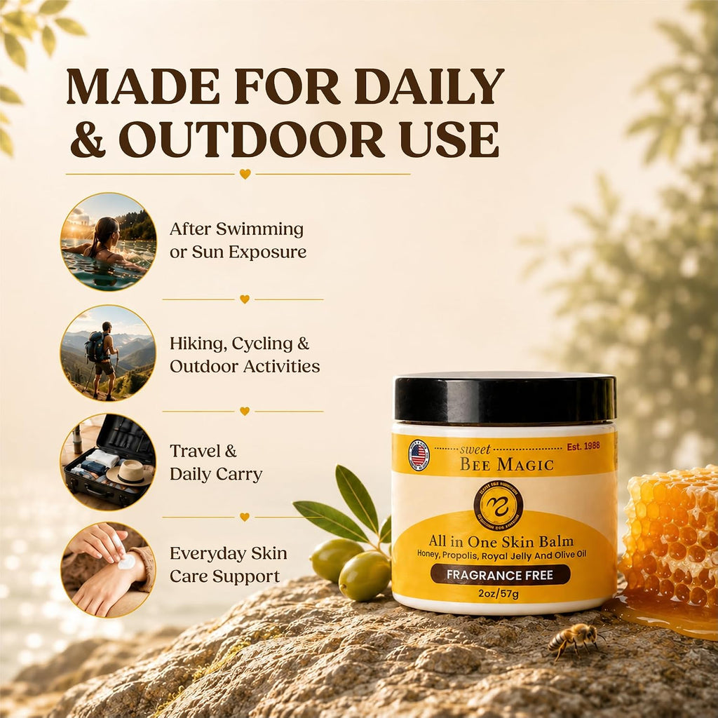 Sweet Bee Magic Organic Honey Bee Balm For Face, Skin & Body - All In One Honey Balm - Beeswax Body Moisturizer - All Natural Aid - 1 Jar (2Oz)