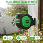 Retractable Garden Hose Reel, 1/2 In X 100 Ft Automatic Slow Rewind System & Any Length Lock, Heavy Duty Wall-Mounted Hose Reel With 180° Swivel Bracket,10-Pattern Nozzle For Outside Watering,Cleaning