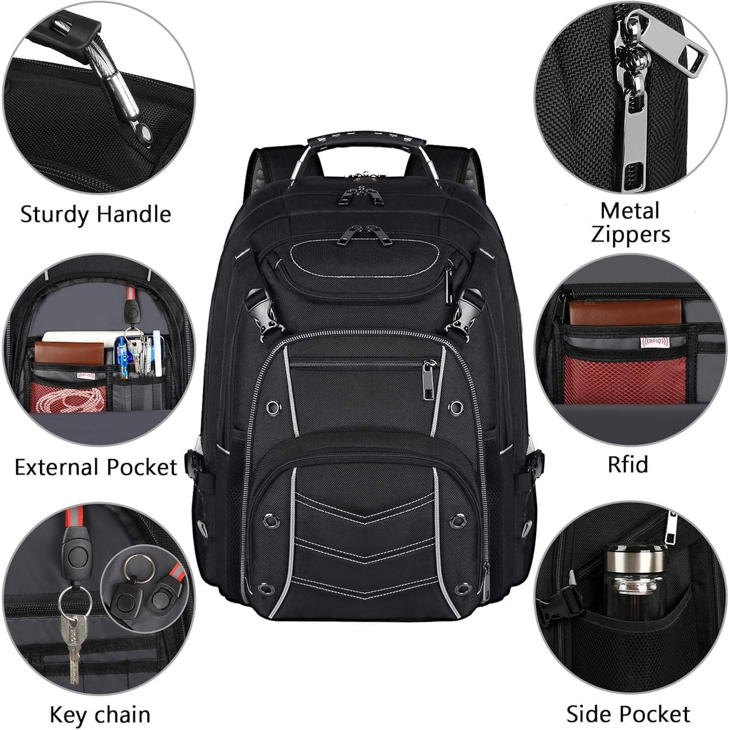 Extra Large Laptop Backpack, 22" X 17" X 10", 60L Capacity, Multi-Compartment Protection, Fits 15.6-19" Laptops, Tsa Approved, Rfid Anti-Theft, Sport Travel Backpack