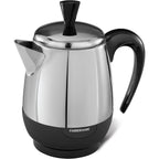 Farberware Electric Coffee Percolator, FCP240, Stainless Steel Basket, Automatic Keep Warm, No-Drip Spout, 4 Cup, Black/Silver