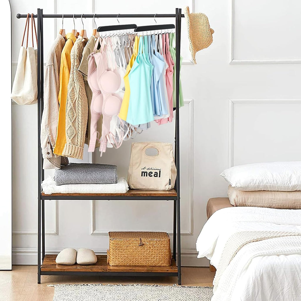 Tank Top Hanger With 40 Hooks For Closet Organizer, Premium Wood Bra Hanger | 2 Pack Foldable Space Saving Hangers Closet Organizers And Storage, Closet Accessories Multi Hook Hanger For Dorm & Apartment