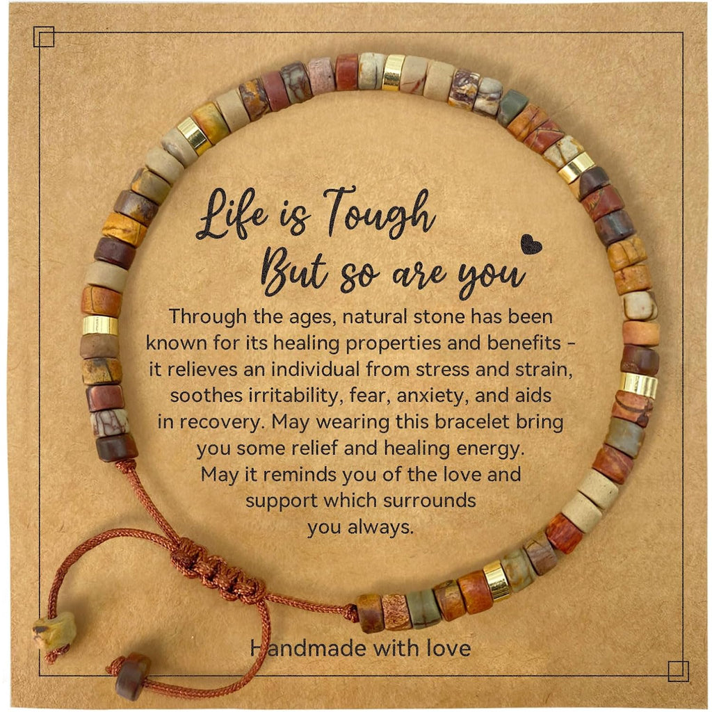 yupoxiu Inspirational Gifts Healing Natural Stone Bracelets - Thinking of You, Get Well Soon Encouragement Gifts Strength Bracelets for Women Friends Sister, Christmas Stocking Stuffers Thanksgiving Basket