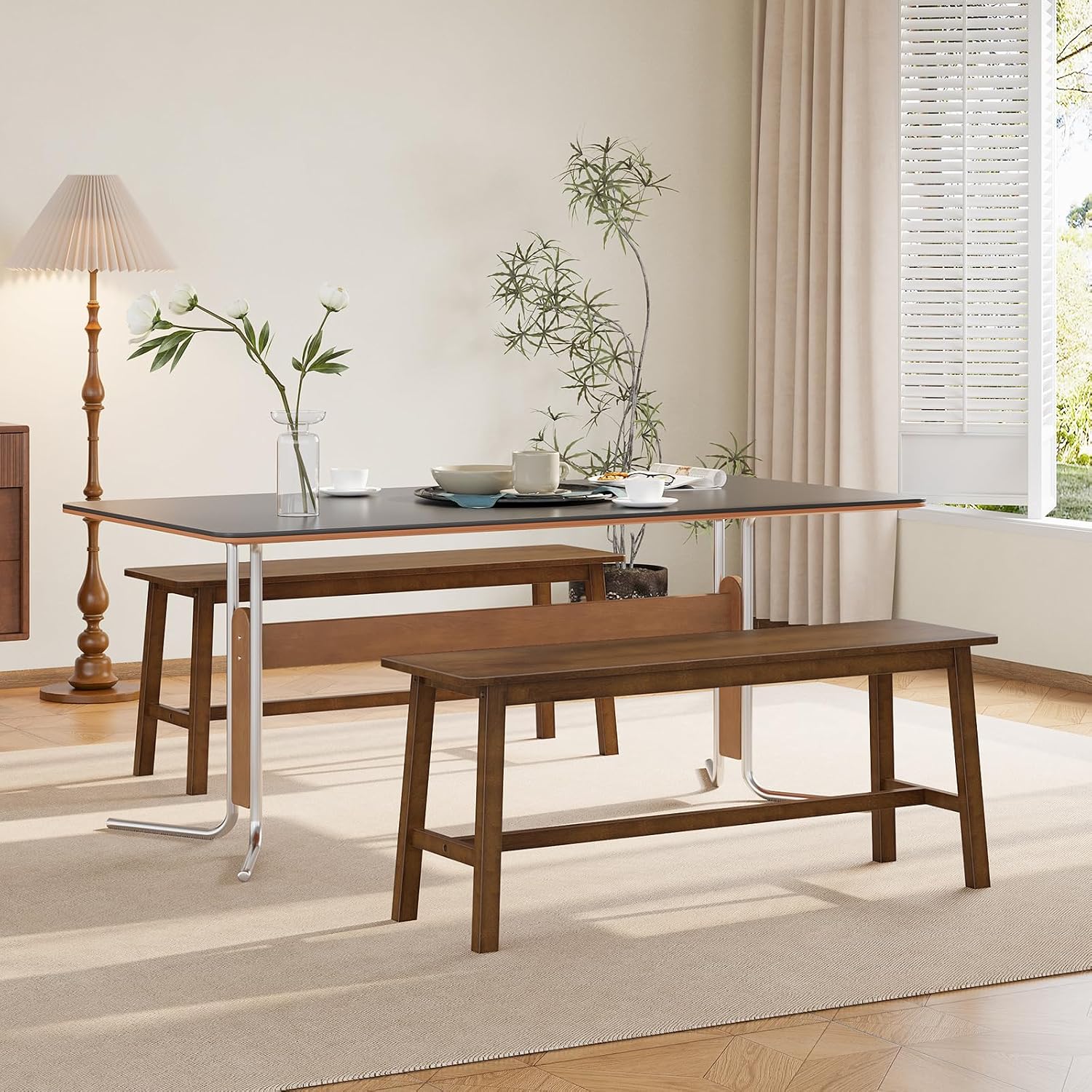 Hoobro 39.3'' Bamboo Dining Bench, Farmhouse Kitchen Table Bench, Kitchen & Living Room Furniture, Easy To Assemble, Sturdy And Stable, Mocha Ma03Cd01G2
