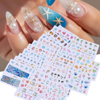 Ocean Nail Stickers Water Decals 24 PCS Marine Life Water Decals for Nails Jellyfish Seashell Turtle Starfish Design DIY Summer Nail Art Decoration Manicure Watermark Supplies for Women