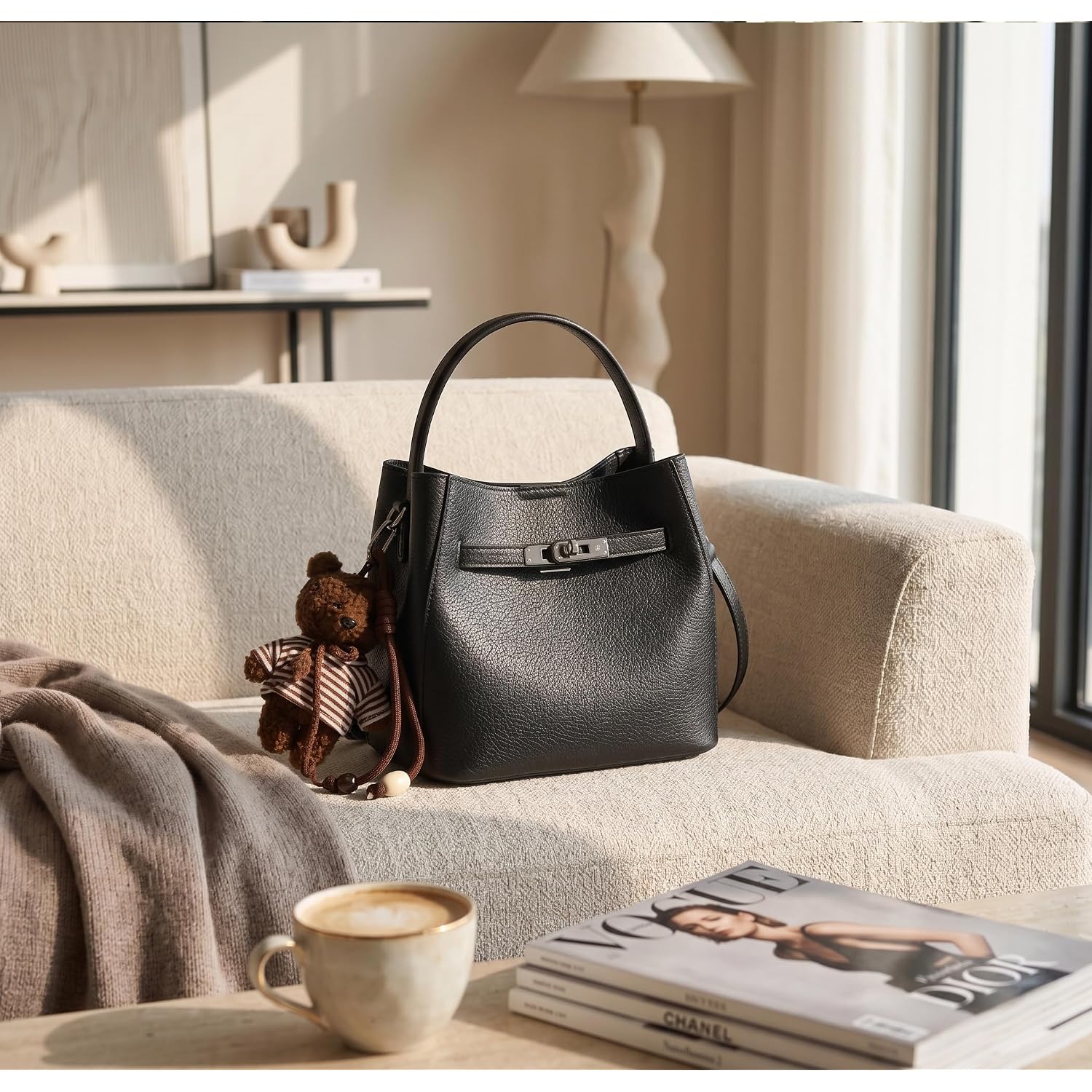 Small Crossbody Bag For Women, Fashion Top Handle Shoulder Purse With Lock Accent, Soft Leather Mini Satchel Tote Bag