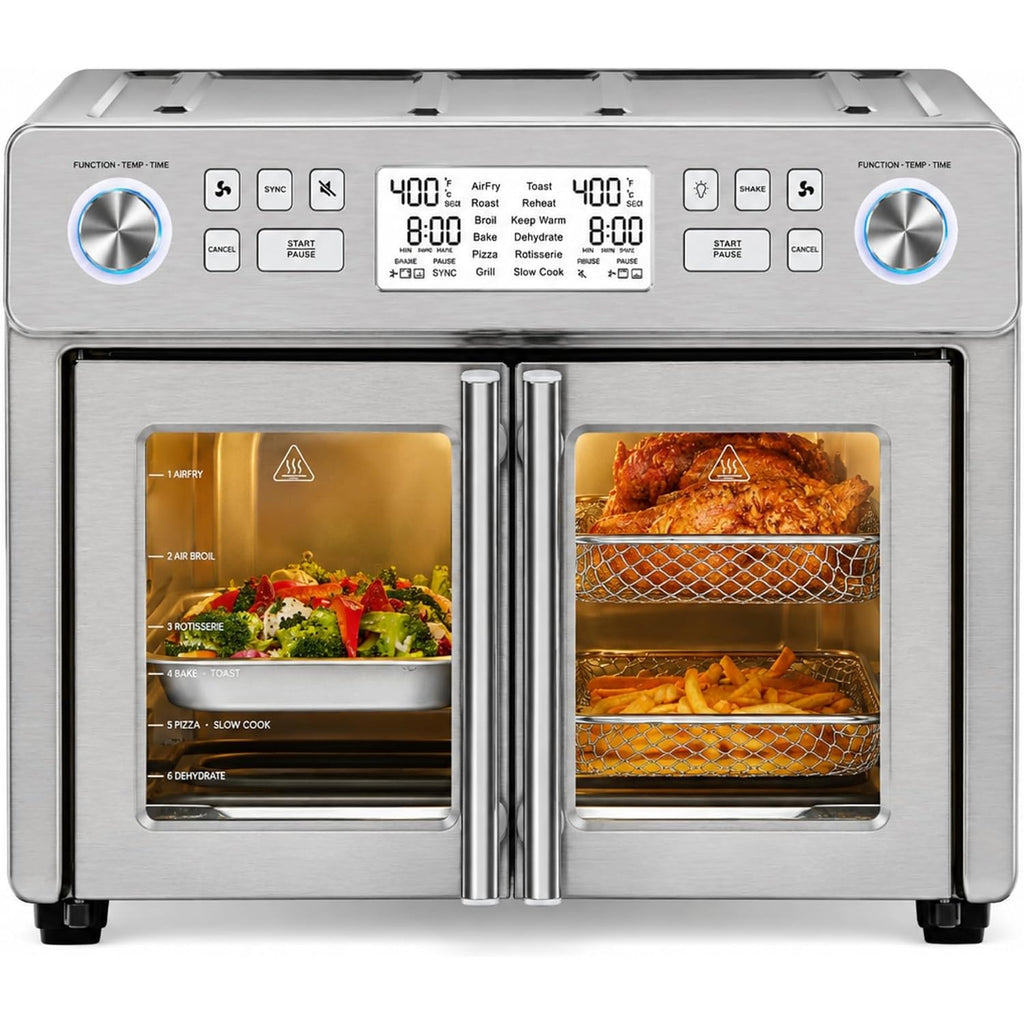 Emeril Lagasse Dual Zone 360 Air Fryer Oven Combo With French Door, 25 Qt Extra Large, Cook Two Foods In Different Ways, Up To 60% Faster From Frozen To Finish