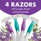 BIC Soleil 4 Escape Women's Disposable 4-Blade Razors, Lavender & Eucalyptus Scented Handles for Smooth Shaving, 4-Pack