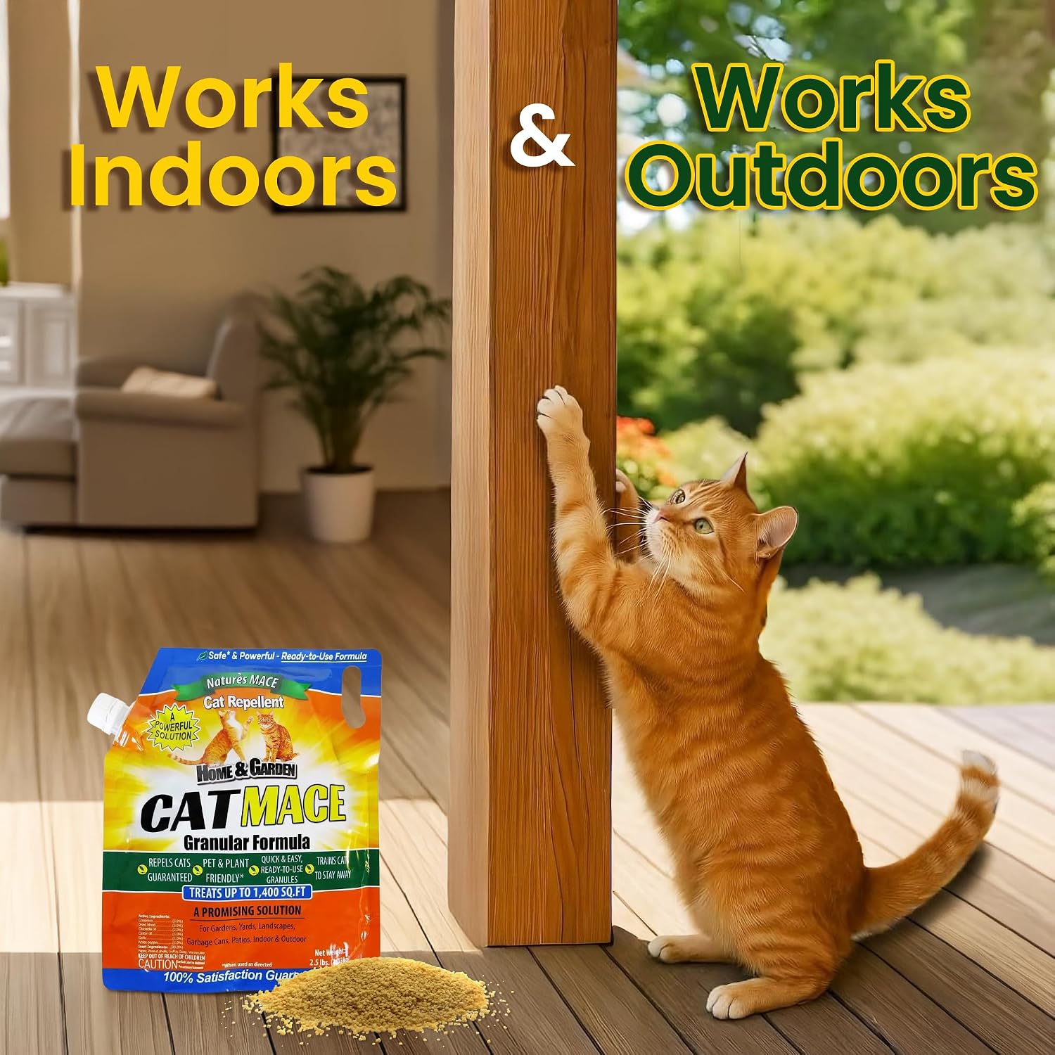 Nature'S Mace, Cat Mace, 2.5Lb Granular, Cat Repellent Outdoor To Keep Cats Away, Keep Cats Out Of Yard Permanently, With Consistent Use, For Garden, Plants, No-Dig, Stray Deterrent