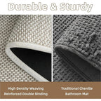 PADOOR-Bath Mat-Super Absorbent Chenille Bathroom Mats-Rubber Backed Bath Mats for Bathroom Non Slip, Easy Clean Bathroom Rugs Front of Bathtub,Shower Room,Sink-17×28, Beige&Cream
