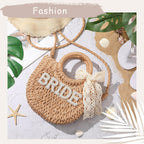 Bride Gift Bride Straw Purse Mrs Handwoven Bag Rhinestone Letter Bag Bachelorette Honeymoon Wedding Bridal Shower
