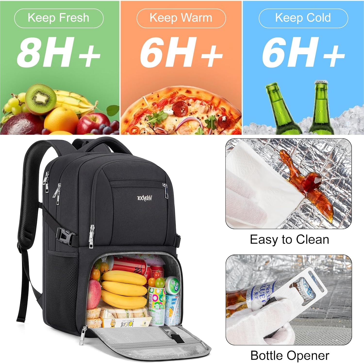 Insulated Lunch Backpack Fit 17" Laptop With Cooler Compartment | 2 In 1 Work Backpack With Lunch Box, Lunch Compartment, Water-Resistant, Lightweight, College Couputer Bag, Men & Women