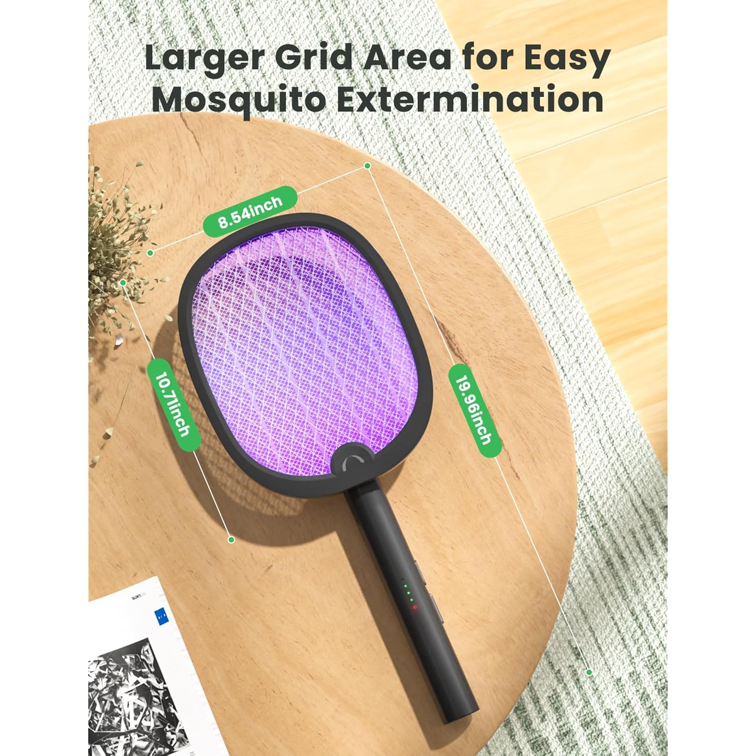 Yissvic Electric Fly Swatter Foldable Bug Zapper Racket 2 In 1 Mosquito Killer With Purple Attractant Light Rechargeable 1800Mah For Indoor Home Backyard Patio Camping