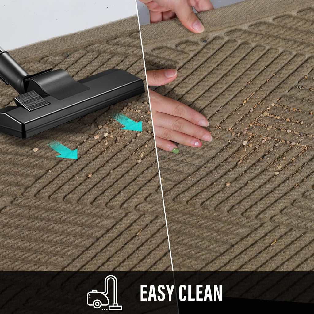 Sturdy Front Door Mat, Absorbent Muddy Dirt Resist Welcome Door Mats Outdoor Indoor, Stain And Fade Resistant, Non-Slip Rubber Backing Low Profile Doormat For Entryway, 30×17, Beige