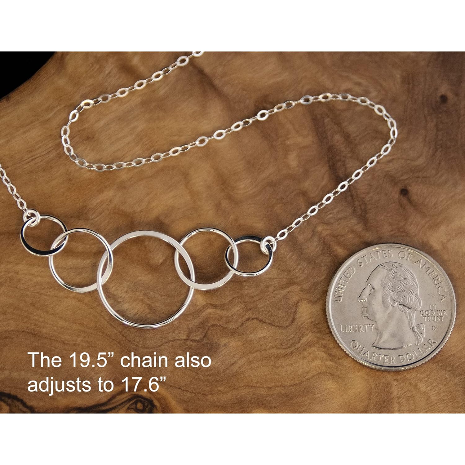 EFYTAL 50th Birthday Gifts for Her, Classy Sterling Silver 5 Circle Necklace, Clever 1975 50th Birthday Gifts for Women, 50 and fabulous