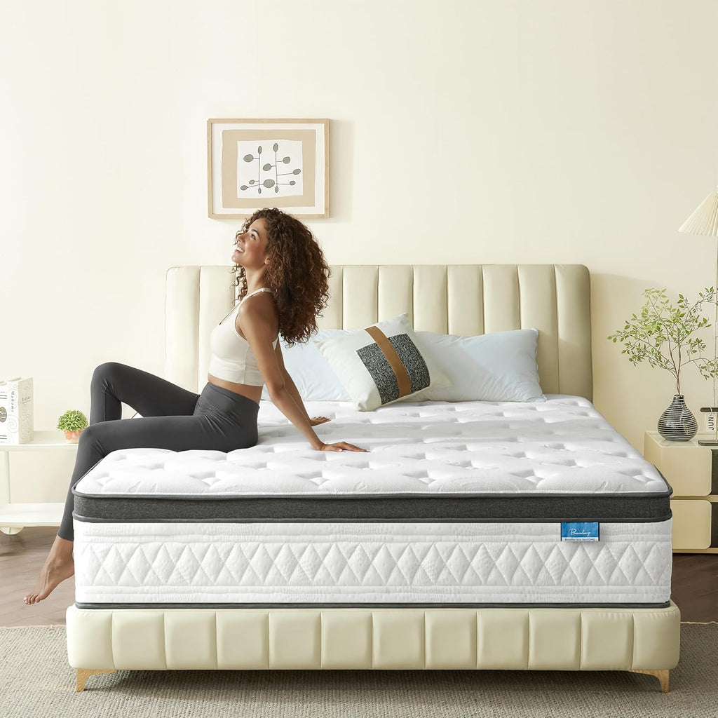 Queen Mattress, 12 Inch Cooling Hybrid Queen Size Mattress in a Box, Medium Firm with Gel Memory Foam & Pocket Coils, Motion Isolation, Pressure Relief, CertiPUR-US