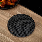 Silicone Trivet Mats,Heat Resistant Pot Holders, Multipurpose Non-Slip Hot Pads For Kitchen Potholders, Hot Dishers, Jar Opener, Spoon Holder, Food Grade Silicone(Black Size Round 7''X7'')