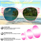 FEISEDY Fit Over Glasses Polarized Sunglasses, UV400 Protection for Driving & Outdoor Activities B0328 Transparent Pink Frame & Pink Mirror Lens