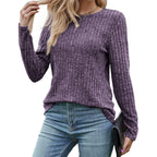 Womens Long Sleeve Shirt Tunics Tops for Spring Fall Lightweight Blouses Crew Neck Dressy Sweaters for 2026