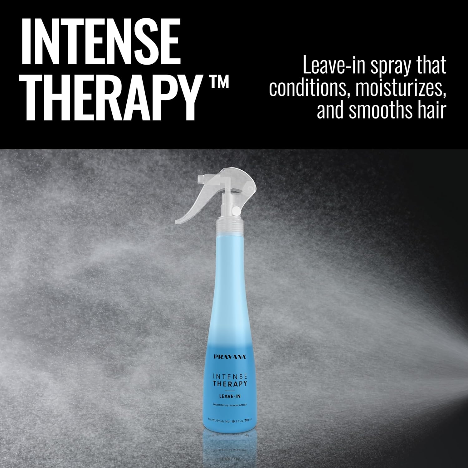 Pravana Intense Therapy Leave-In Conditioner Spray Treatment & Detangler | Instantly Detangles & Hydrates | Equalizes Hair Porosity | For All Hair Types | Strengthens & Softens Hair | 10 Fl Oz